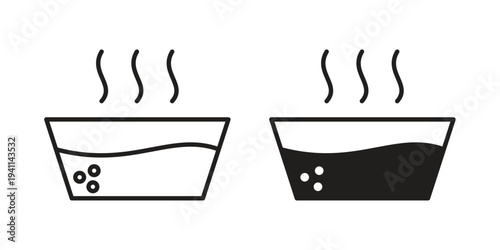 Hot Water icon black, line, flat vector, isolated illustration.
