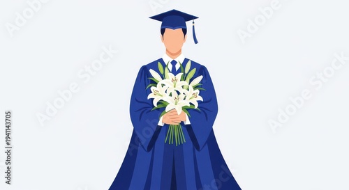 Wallpaper Mural Young Man Holding White Flowers Torontodigital.ca