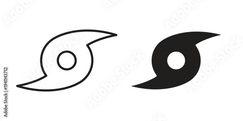 Hurricane icon black, line, flat vector, isolated illustration.