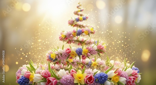 Wallpaper Mural Vibrant Floral Christmas Tree Display Torontodigital.ca