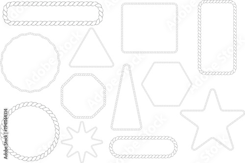 Collection of Rope-Bound Geometric Shapes and Frames