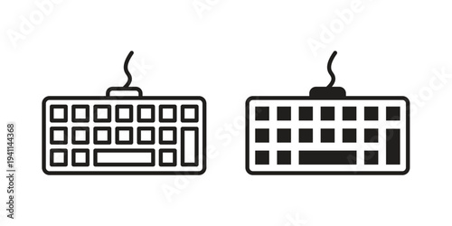 Keyboard icon black, line, flat vector, isolated illustration.