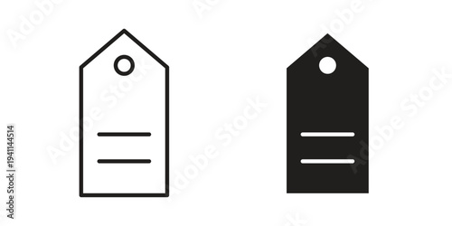 Label icon black, line, flat vector, isolated illustration.