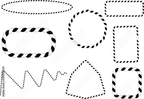 Collection of Black and White Twisted Rope Frames and Borders