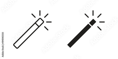 Magic wand icon black, line, flat vector, isolated illustration.