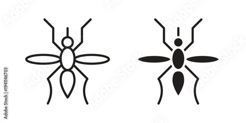 Mosquito icon black, line, flat vector, isolated illustration.