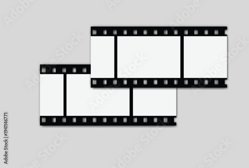 	
Film strips mockup templates of old retro film frame with shadow on background. Video or movie film vintage analog cinema, photograph camera film strip. Trendy editable camera roll social stories