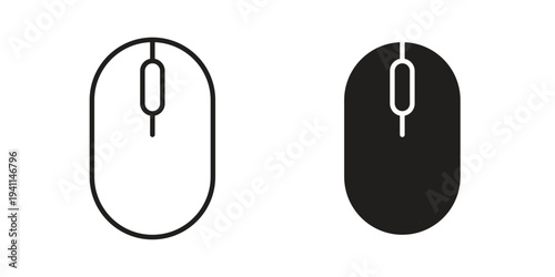 Mouse icon black, line, flat vector, isolated illustration.