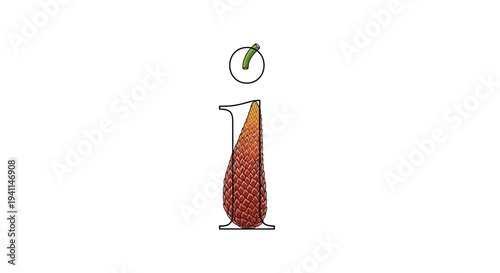 Creative lowercase 'i' letter design incorporating exotic salak fruit texture with a fresh green