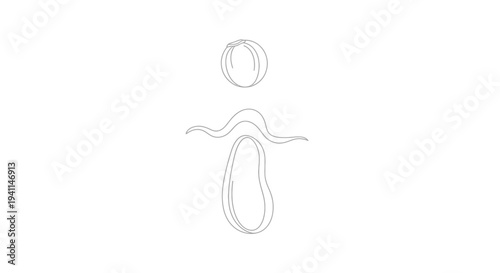 Elegant single line drawing of an abstract form resembling the lowercase letter i, minimalist