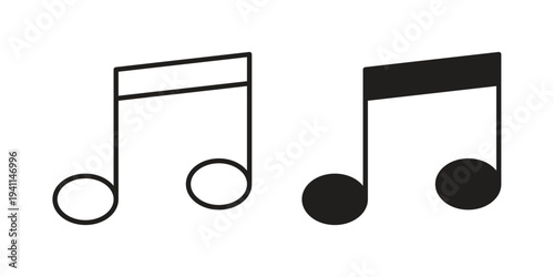 Music icon black, line, flat vector, isolated illustration.