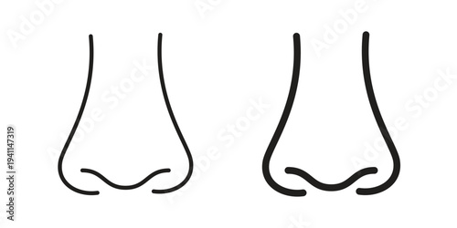 Nose icon black, line, flat vector, isolated illustration.