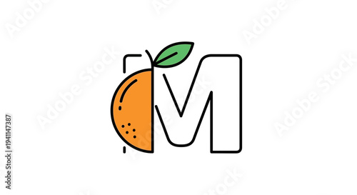 Modern citrus-infused letter M icon design for healthy branding and fresh concepts