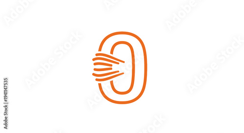 Minimalist orange abstract loop graphic with radiating lines creating a sense of dynamic energy