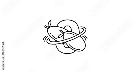 Dynamic mango illustration with swirling rings, representing fresh fruit energy and natural vitality