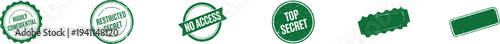 Confidential stamps green security seal document approval icon collection
