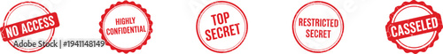 Confidential stamps red official security seal symbol collection