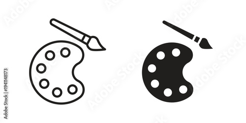 Paint icon black, line, flat vector, isolated illustration.