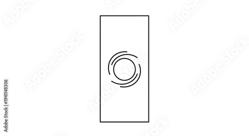 Minimalist black and white abstract swirling circular motion symbol graphic element vector design