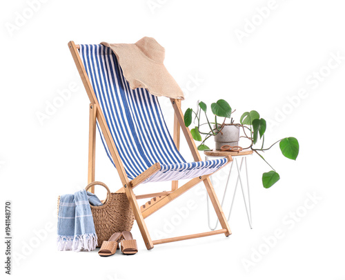 Houseplant, striped deck ch...