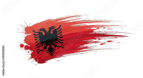 Albanian Flag Double Headed Eagle Emblem.