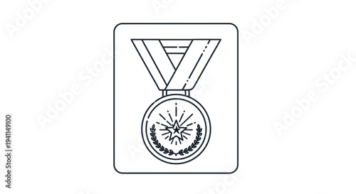 Outline illustration of a prestigious achievement medal with a star and laurel wreath, symbolizing