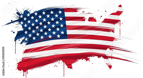 American Flag Paint Splatter Artwork Design.