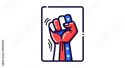 Dynamic patriotic fist symbolising unity, strength, and collective action for freedom and rights
