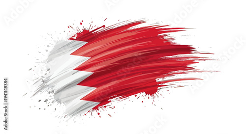 Bahrain Flag Brush Stroke Design Element.