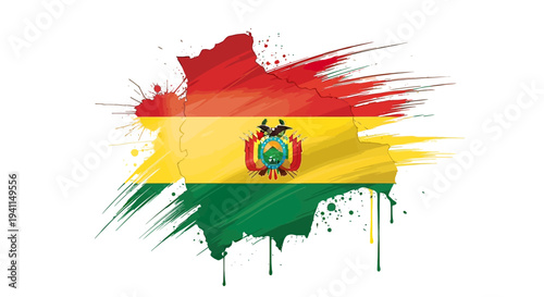Bolivia National Flag Paint Splash Design.