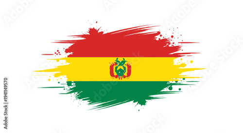 Bolivian National Flag Emblem Brush Stroke.