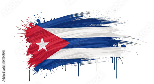 Cuban flag painted in brush strokes.
