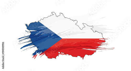 Czech Republic Flag Paint Brush Stroke.