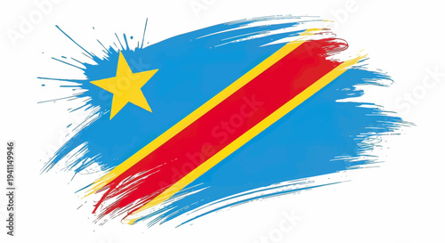 Democratic Republic of Congo Flag Brush Stroke.