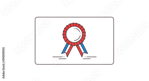 Clean line art style illustration of a vibrant red and blue award ribbon, signifying excellence