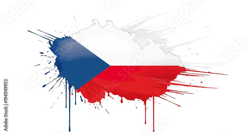 Czech Republic Flag Paint Splash Design Element.