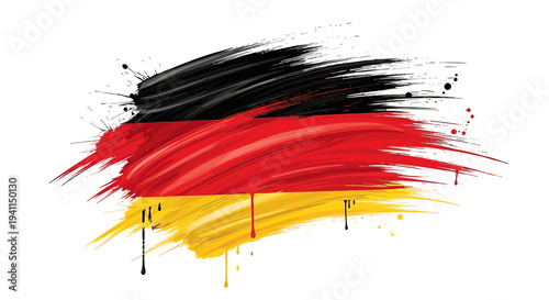German Flag Paint Brush Strokes Colors.