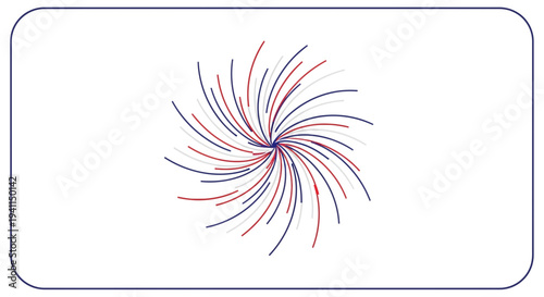Dynamic abstract swirl of patriotic colors radiating outwards from a central point creating a
