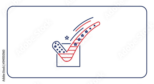 Patriotic American election choice checkmark symbol representing democratic participation process