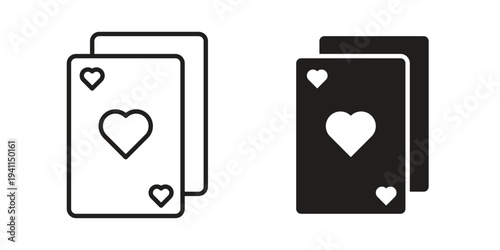 Playing cards icon black, line, flat vector, isolated illustration.