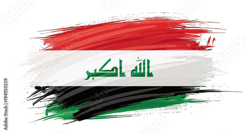Iraq National Flag Brush Stroke Design.