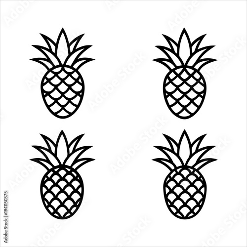 A Professional Tropical Pineapple Vector Symbol, Showcasing Summer Hospitality and Digital Exotic Fruit Food Healthy Sweet Juicy Vacation Organic Agriculture.