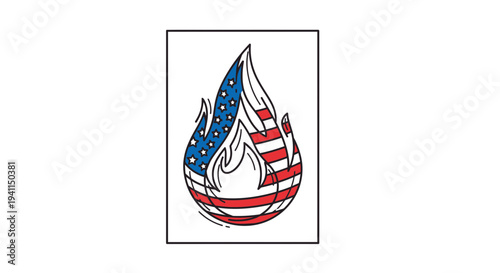 American patriotic flame graphic representing national spirit, courage, and enduring resolve