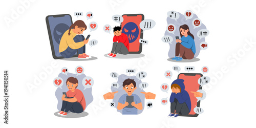 People Intimidation Cyberbullying Illustration
