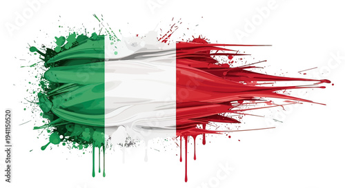 Italian Flag Paint Splash Design Element.