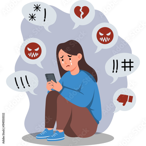 People Intimidation Cyberbullying Illustration