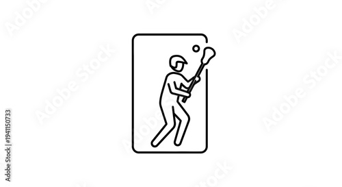 Dynamic lacrosse player icon featuring athlete in action with stick and ball minimalist sport