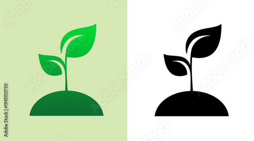 Collection of plant seedling, leaf, sprout, symbol sign, icon, vector illustration with flat style