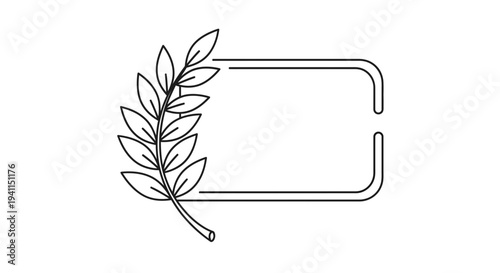Minimalist nature-inspired botanical outline with an elegant open frame design for content