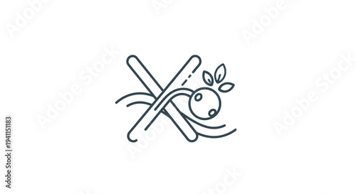 Clean line illustration depicting natural organic botanical ingredients and aromatic flavors